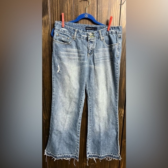 Revolt Jeans Denim - Y2k-distressed, flare-leg Jeans-Revolt-size 15